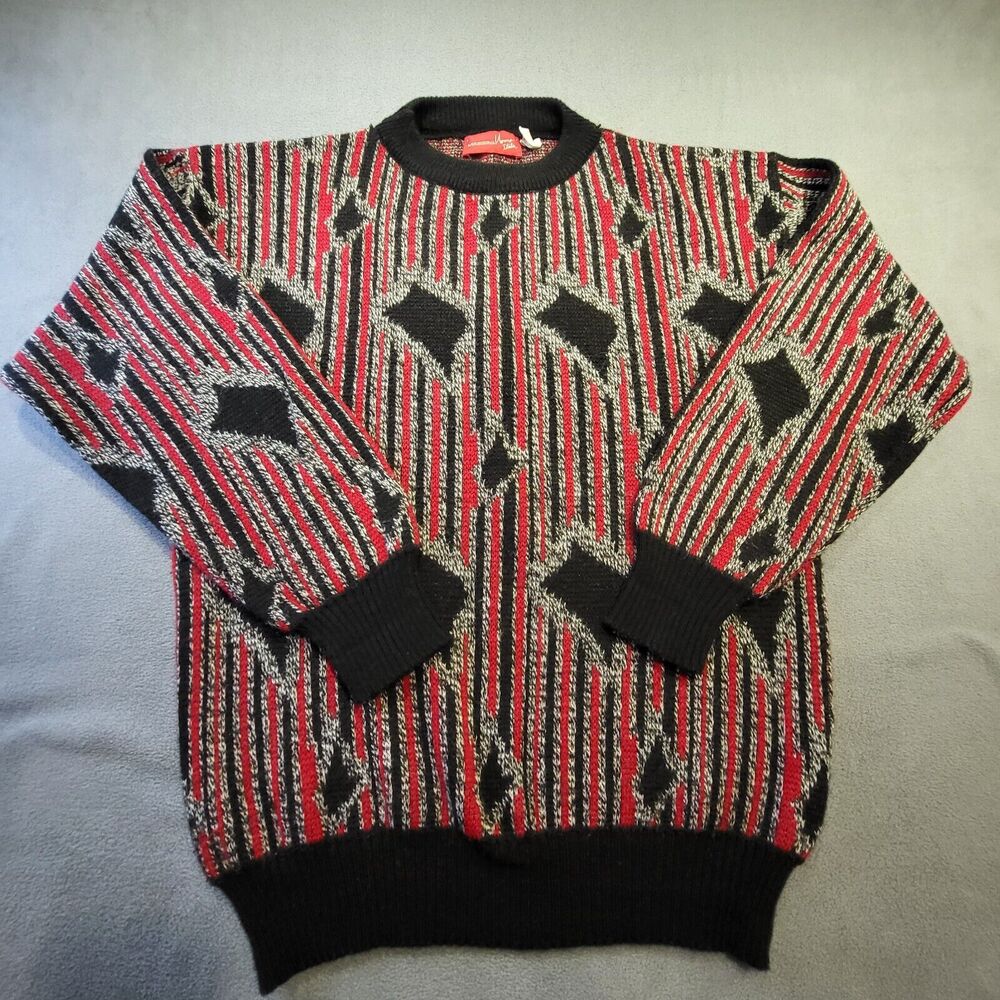 Massini Sweater Mens‎ XL Wool Blend Abstract Made In Italy Long Sleeve